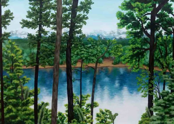 Pintura Lago azul